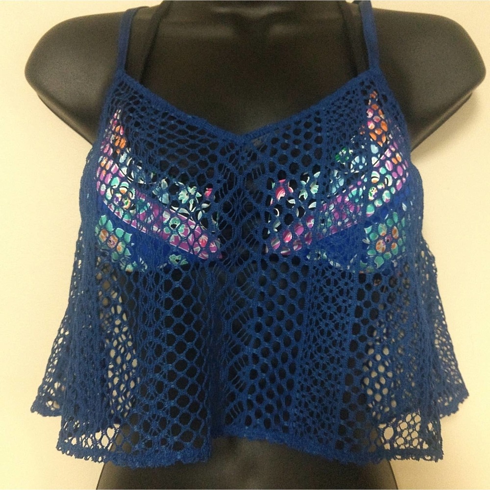 Victoria Secret Crochet Knit Crop Swim Cover Up - Picture 3 of 12